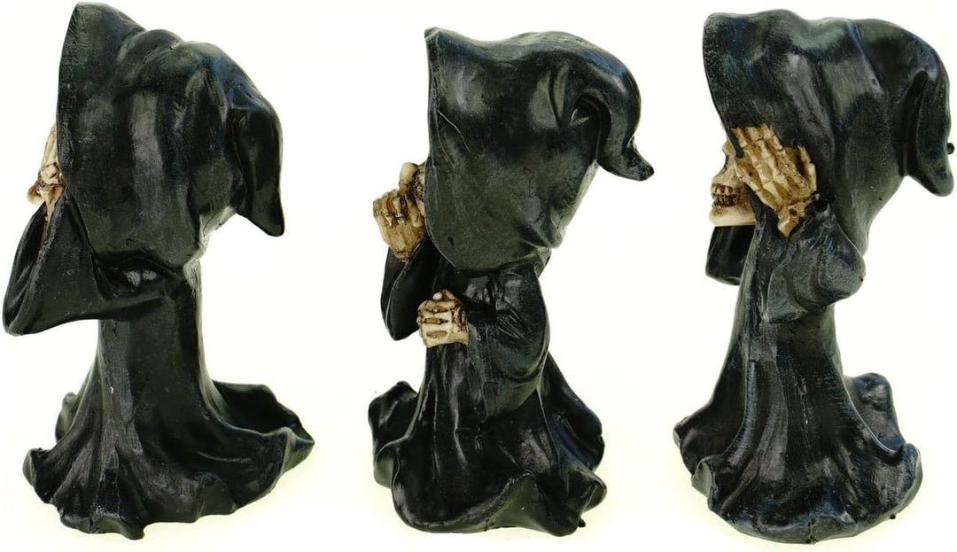 VOGLER Joh. Vogler GmbH 3er Set weise lustige Grim Reaper 9 cm Gothic Figur Totenschädel Totenkopf
