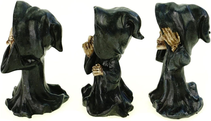 VOGLER Joh. Vogler GmbH 3er Set weise lustige Grim Reaper 9 cm Gothic Figur Totenschädel Totenkopf
