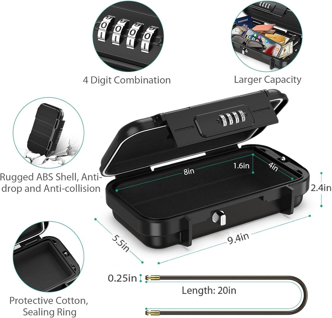 ORIA Tragbarer Tresor mit Zahlencode, Sicherheitsbox Outdoor Sicherheitssafe, mit Drahtseil abnehmba