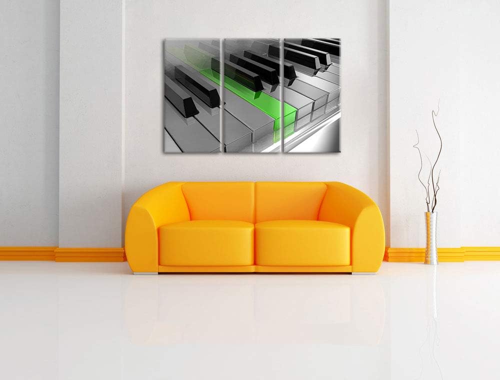 Piano Green Klaviertasten als Leinwandbild | Grösse: 3 Teilig (120x80) | Wandbild| Kunstdruck | fert