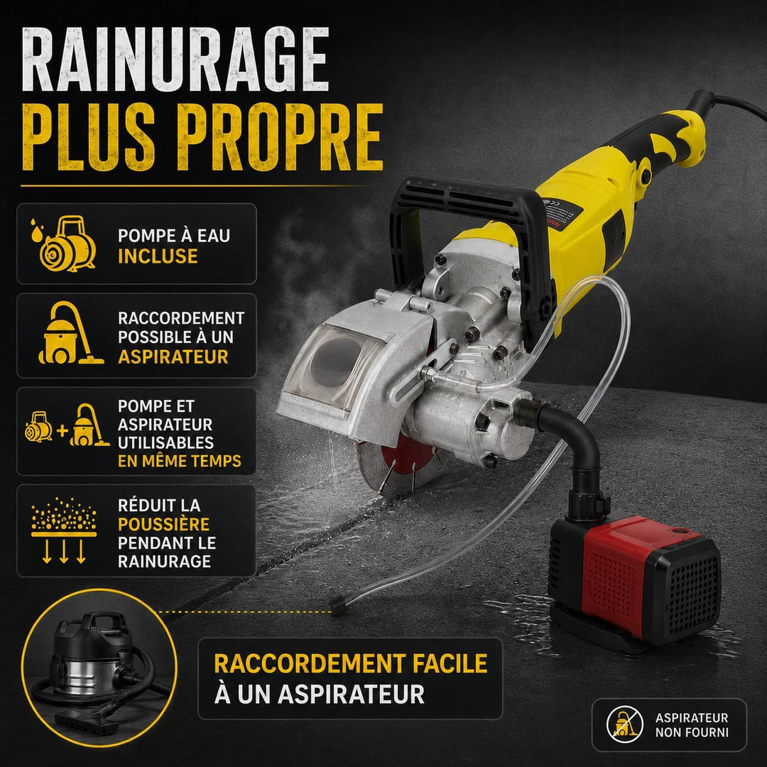 Beton-Nutfräse, elektrische Wandfräse, 4000 W, Mauernutfräse, 6000 U/min, mit 5 Sägeblättern, Schlit