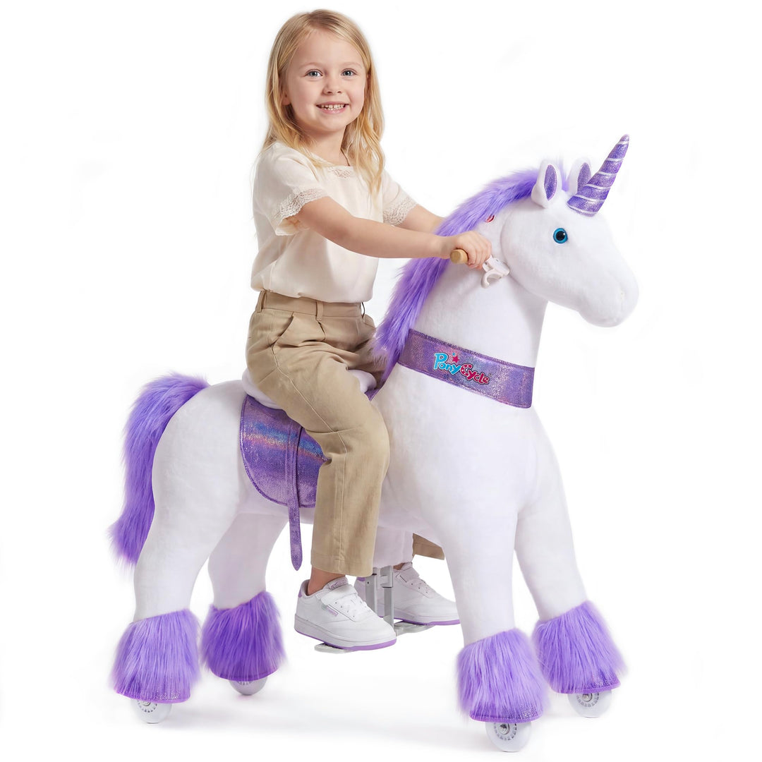 PonyCycle Einhorn mit Rollen, für Erwachsene/Kinder ab 7, 76cm Hoch, Reitpferd mit Rollen mit Handbr