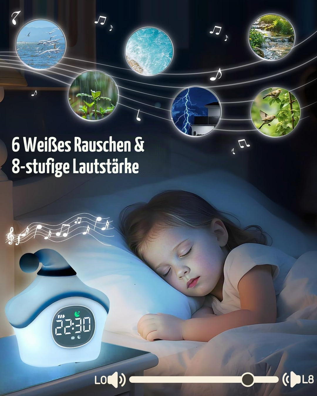 Yiliaw der Stern Kinderwecker mit Nachtlicht – Schlaftrainer &amp; Aufwachuhr, wiederaufladbare Silikonl