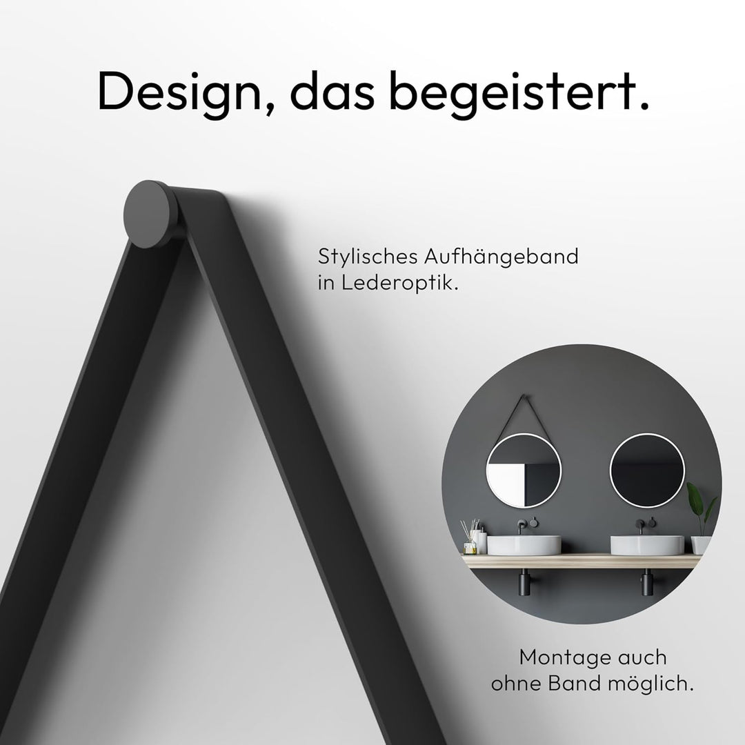 Talos Dekorativer runder Wandspiegel in weiss matt Ø 50 cm, Weiss Matt Ø 50 cm