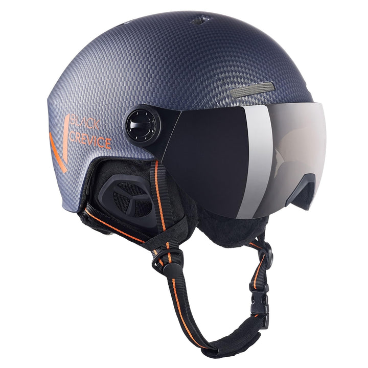 Black Crevice Skihelm Sölden I Skihelm mit Visier im Pilotenstyle I Skihelm Herren &amp; Damen I Unisex