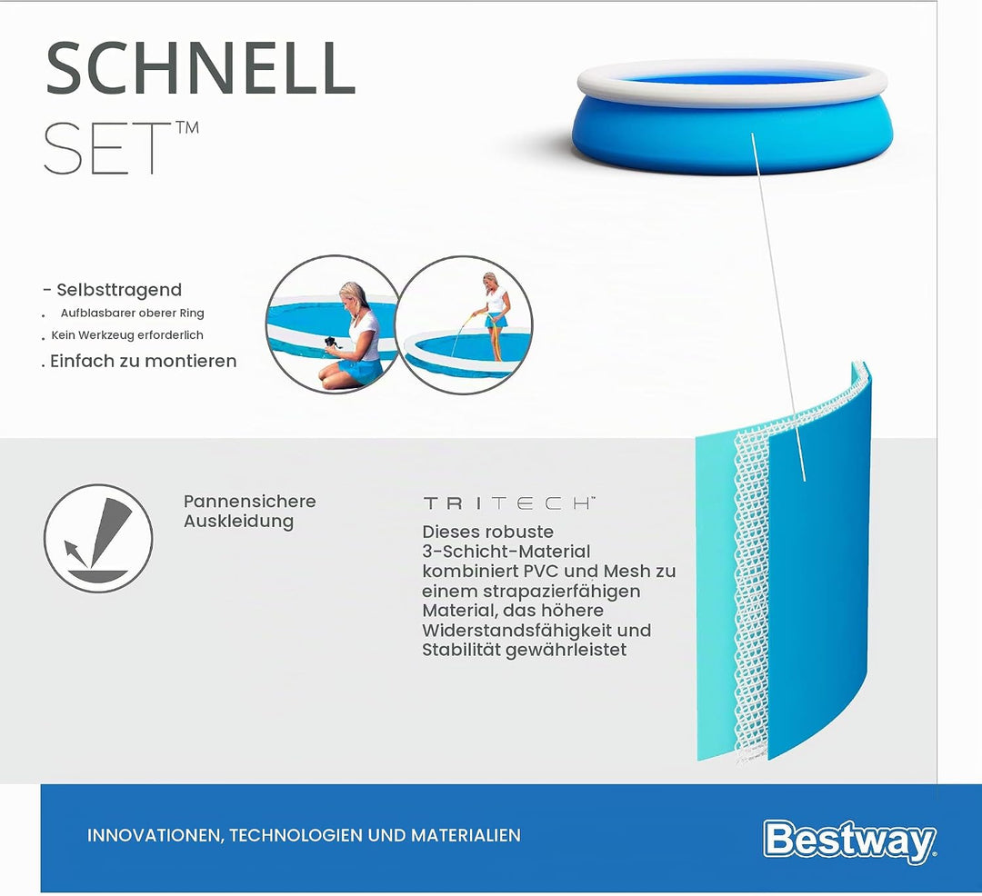 Bestway Fast Set Inflatable Pool Set Round 3.66 m x 76 cm