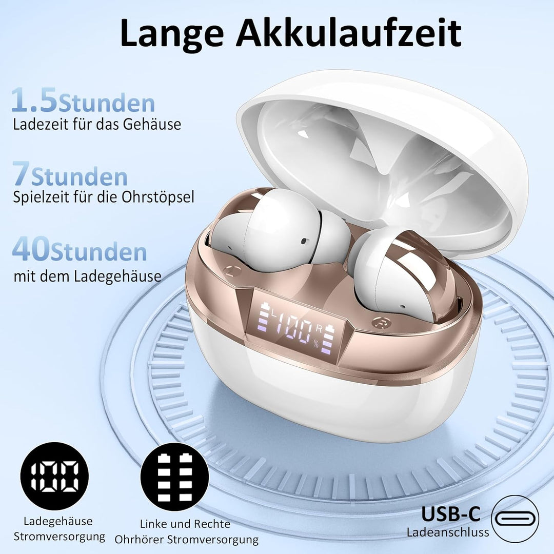 Bluetooth Kopfhörer, Kopfhörer Kabellos Bluetooth 5.4 HiFi Stereo mit ENC Mikrofon, 47Std Spielzeit