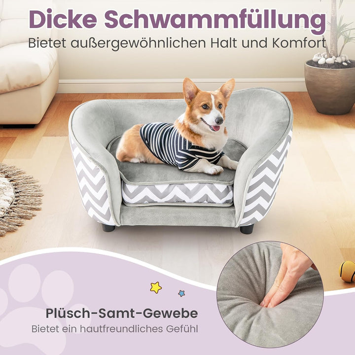 COSTWAY Katzenbett, kleines Hundesofa, 70 x 41 x 40 cm, Katzensofa mit weichem gepolstertem Kissen &
