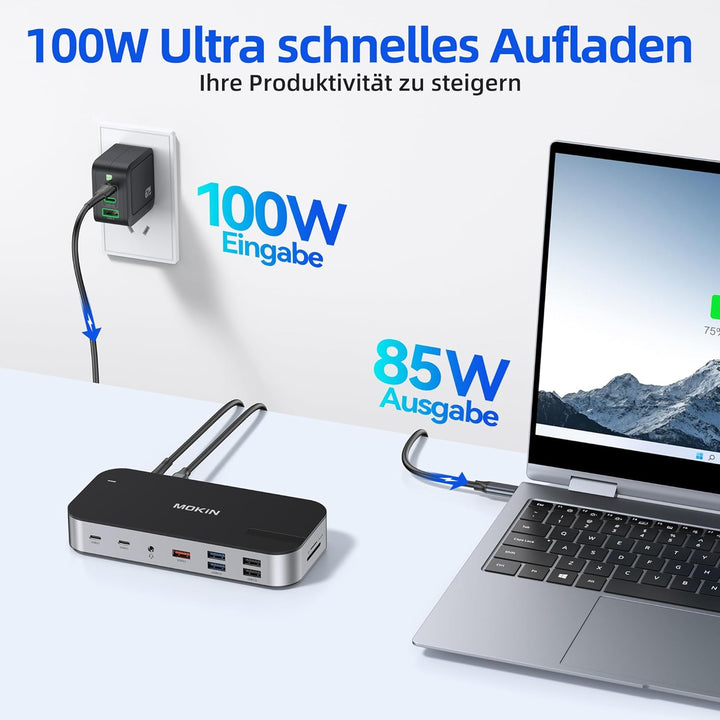 USB C Docking Station 3 HDMI, 16 in 1 Docking station zwei Monitor, Laptop Docking station drei Disp
