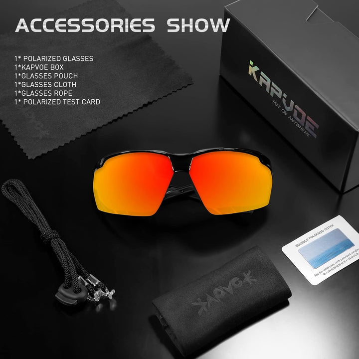 KAPVOE Fahrradbrille Polarisiert Sonnenbrille Sportbrille MTB Brille Radbrille Herren Damen Rennrad