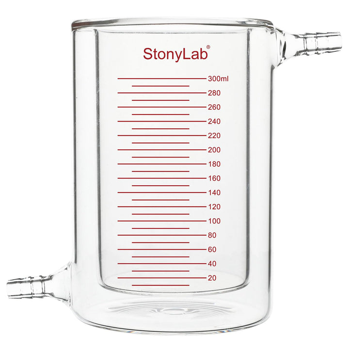 stonylab Glas Ummantelt Becher, 1 Packung Messbecher aus Borosilikatglas mit Flachem Boden und Doppe