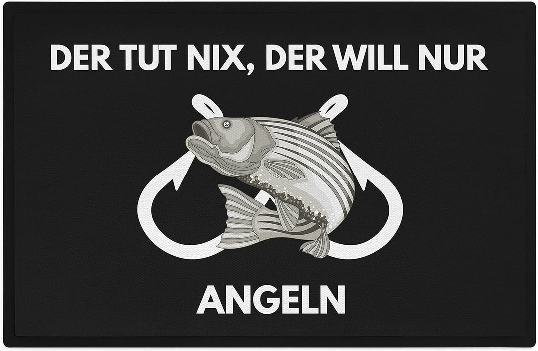 Trendation - Angler Geschenk Fussmatte Der TUT Nix Der Will Nur Angeln Türmatte Fischen 60x40 cm