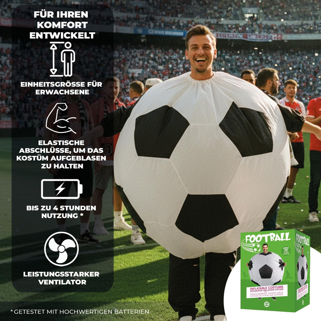 Aufblasbares Kostüm Fussball Soccer | Ausgefallenes Auflbaskostüm | Premium Qualität | Grösse Erwach