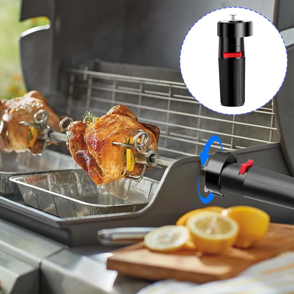 Grillmotor aus Kunststoff, elektrischer Rotisserie-Set, Grillspiess, Grillspiess, Halterung, Zubehör