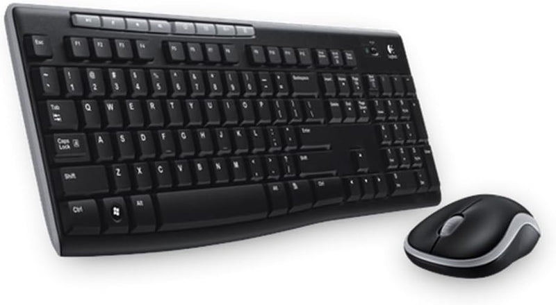 Logitech MK270 Kabelloses Set mit Tastatur und Maus für Windows, Griechisches Layout - Schwarz