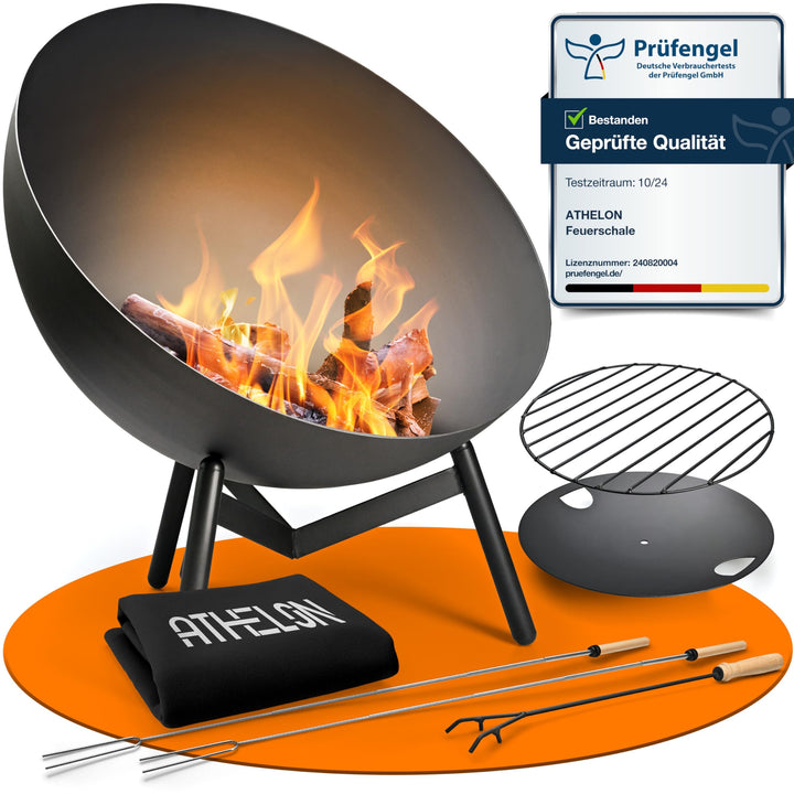 ATHELON® Feuerschale [Ø 60 cm] - wetterfeste Feuerstelle Outdoor aus Stahl für Garten, Terrasse und