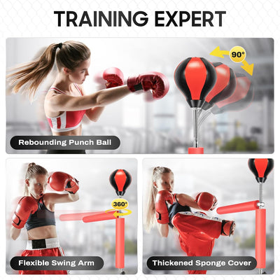 Boxbirne Punchingball, 360° Standboxsack Boxen, 120-190cm Höhenverstellbar, Standboxball freistehend