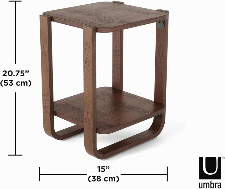 Umbra Bellwood Beistelltisch, Moderner Couchtisch und Nachttisch aus Bugholz, Walnuss Antik