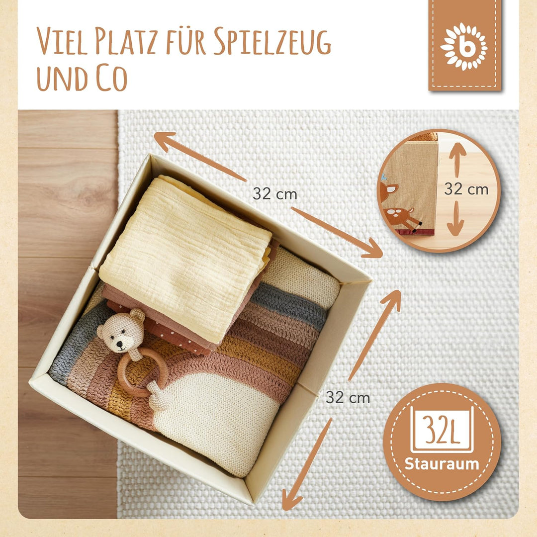 Bieco Aufbewahrungsbox Kinder | REH Motiv ca. 36L faltbar | Süsse Spielzeug Kiste für Kallax Regal |