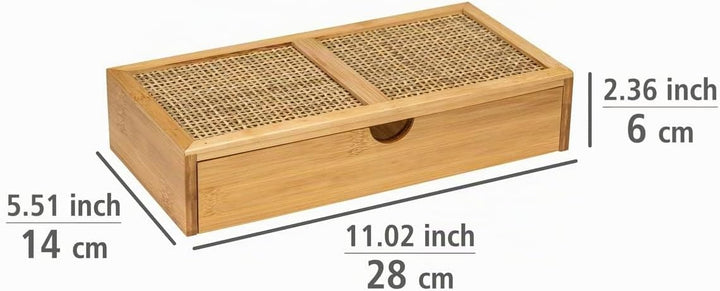 WENKO Badbox Allegre, dekorative Box mit Schublade im trendigen Boho-Style aus hochwertigem Bambus u