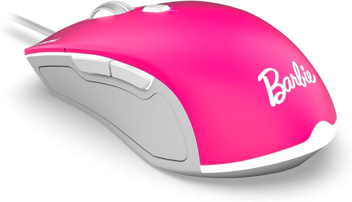 KROM Maus und -Mausunterlage Barbie Edition Kandy - Weisse LED-Membrantastatur, Maus optischem Senso