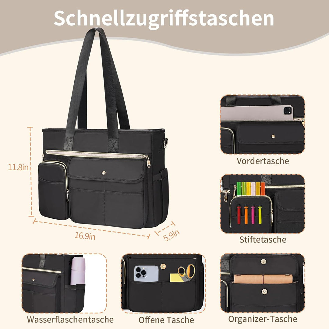 ESTARER Lehrertasche mit Erweiterter Aktenordnertasche,Arbeitstasche mit Fächern für Laptop,Tragbare