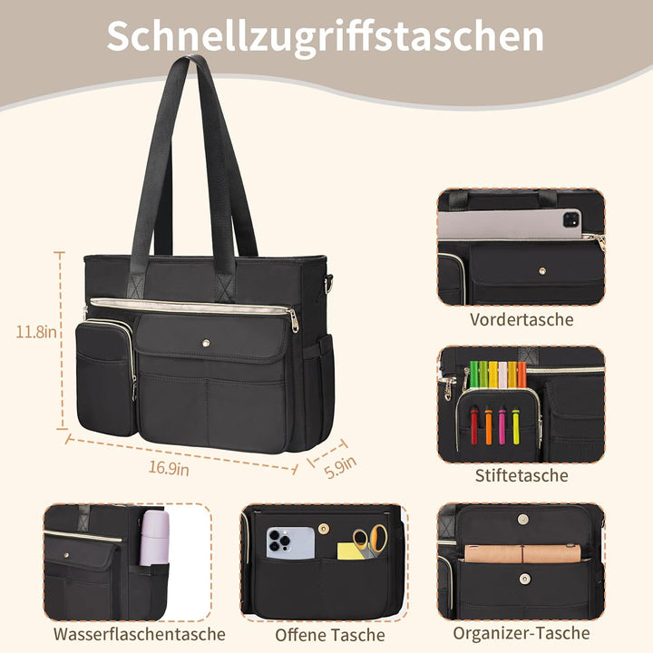ESTARER Lehrertasche mit Erweiterter Aktenordnertasche,Arbeitstasche mit Fächern für Laptop,Tragbare