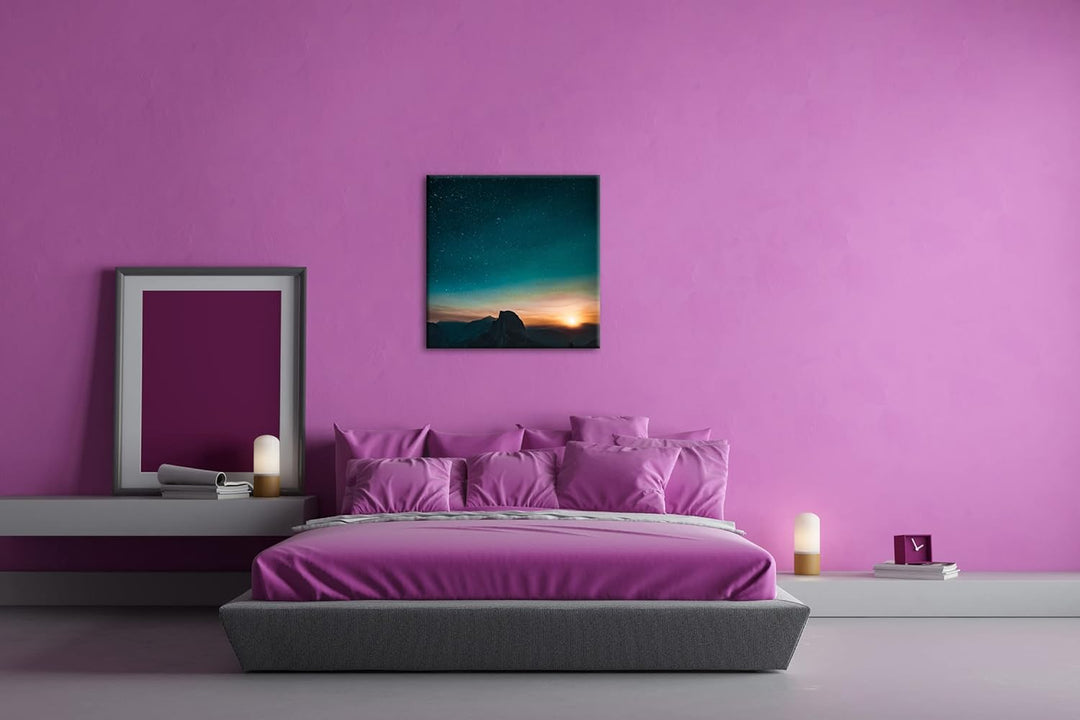 atemberaubender Sternenhimmel bei Sonnenaufgang Format: 70x70 als Leinwandbild, Motiv fertig gerahmt