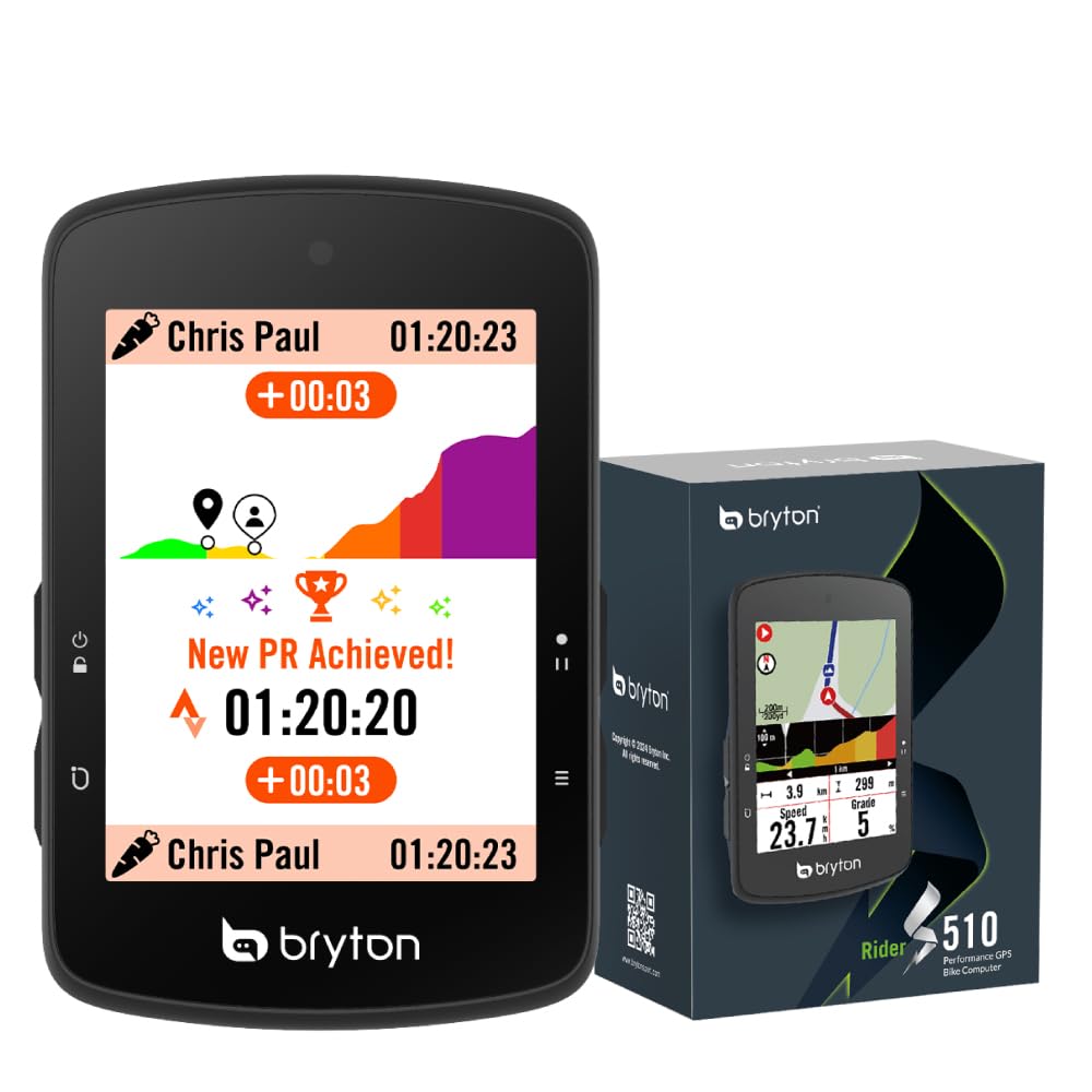 Bryton Rider S510 2,8 Zoll Farb-LCD-Touchscreen GPS Fahrradcomputer, Offline-EU-Karte, kompatibel mi