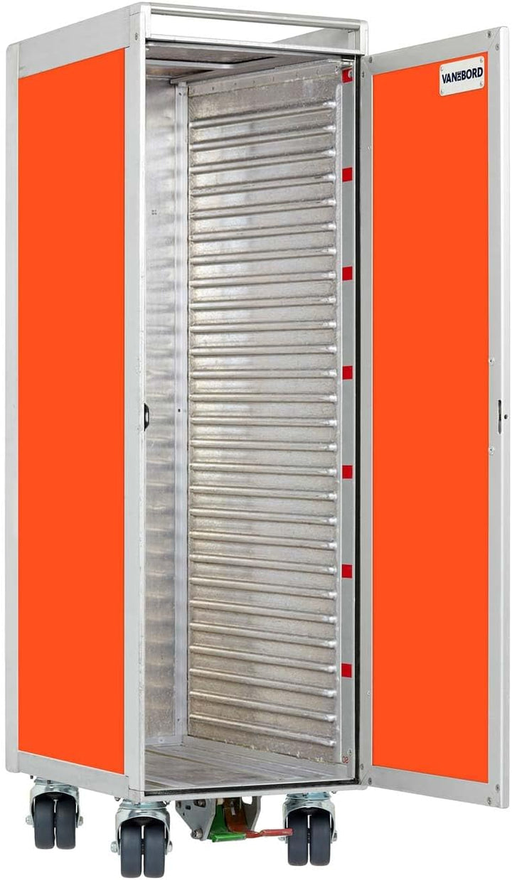 Flugzeugtrolley Uni Orange (Neue Rollen), Gebrauchtes Original aus der Luftfahrt - ausgemustert und