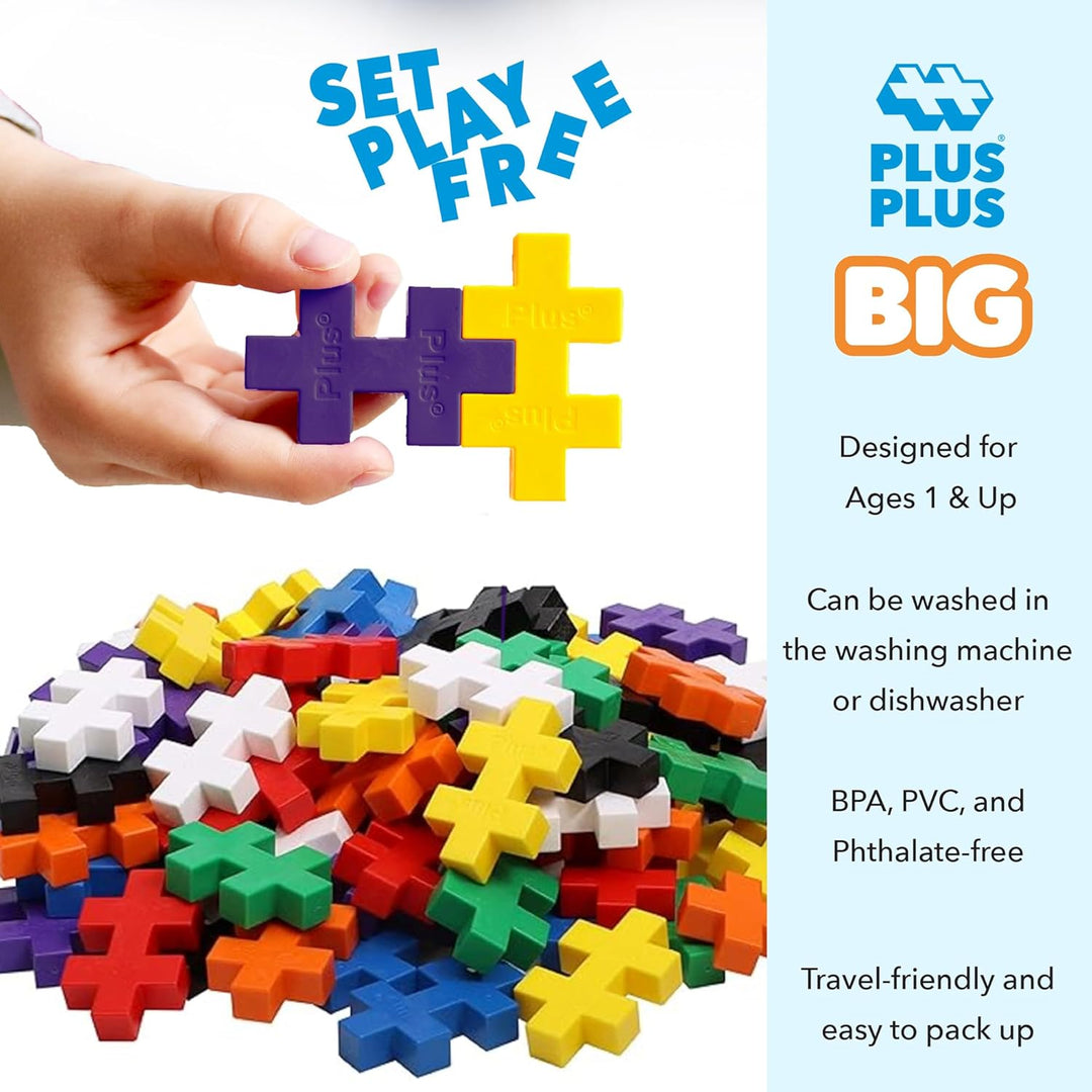 Plus-Plus 9603210 Geniales Konstruktionsspielzeug, Open Play Big Basic Mix, Bausteine-Set, 100 Teile