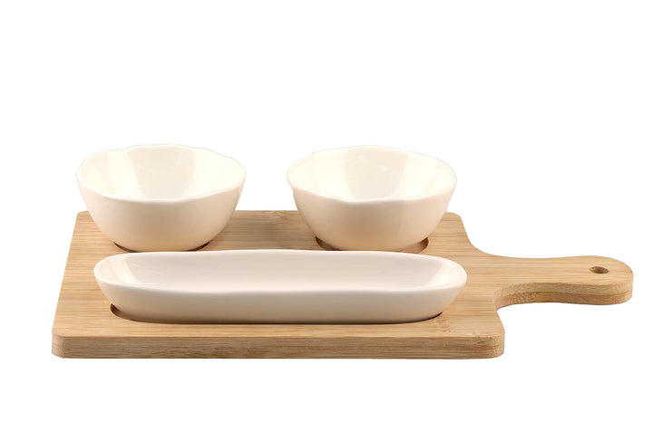 3er Set Vorspeisen Servierschalen mit Tablett
