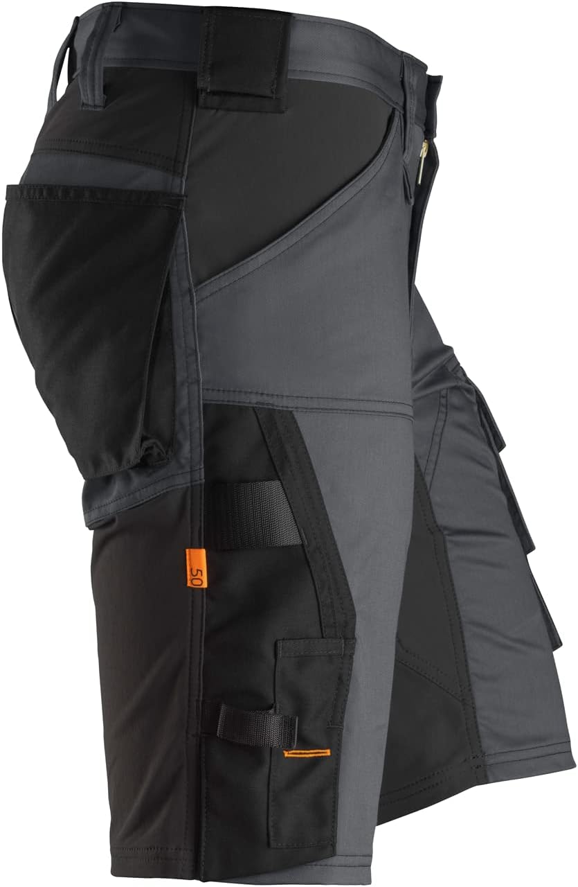Snickers Workwear AllroundWork Elastische Shorts Grau Stahl Schwarz Grösse 56, Nicht zutreffend