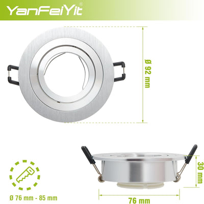 YanFeiYit 5er Set LED Einbaustrahler in Silber gebürstet rund incl. 5x 5 Watt 3000K warmweiss 230V d