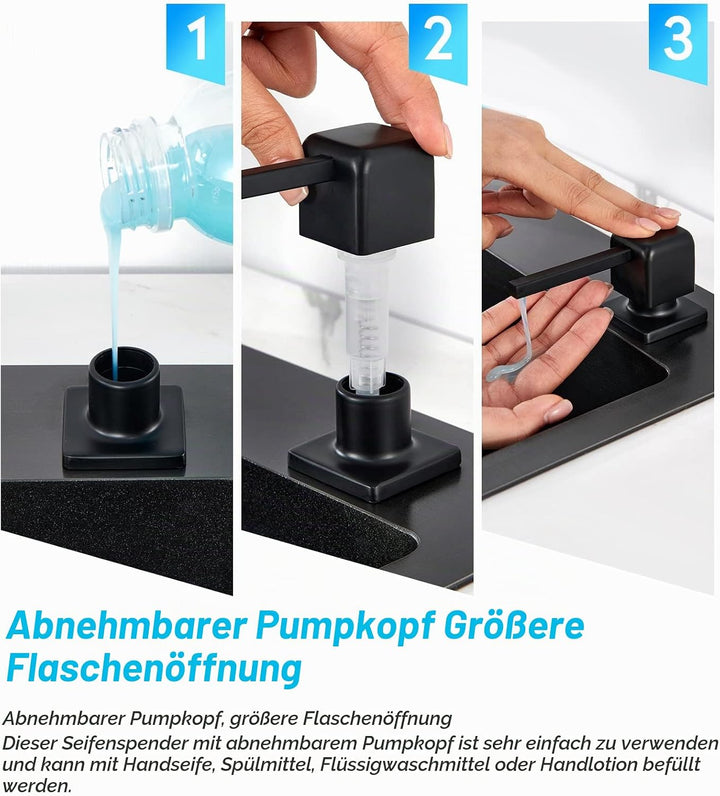 CREA Spülmittelspender Küche Einbau, Seifenspender Einbau Küche, Seifenspender für Spülbecken mit 50
