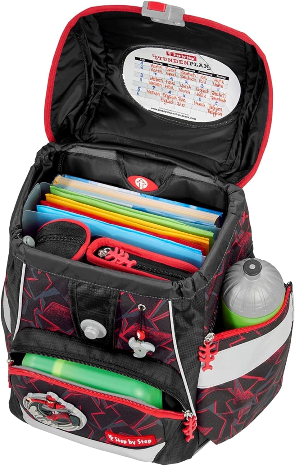 Step by Step Schulranzen-Set 2IN1 Plus Ninja Yuma, 6-teilig, schwarz-rot, ergonomischer Tornister mi