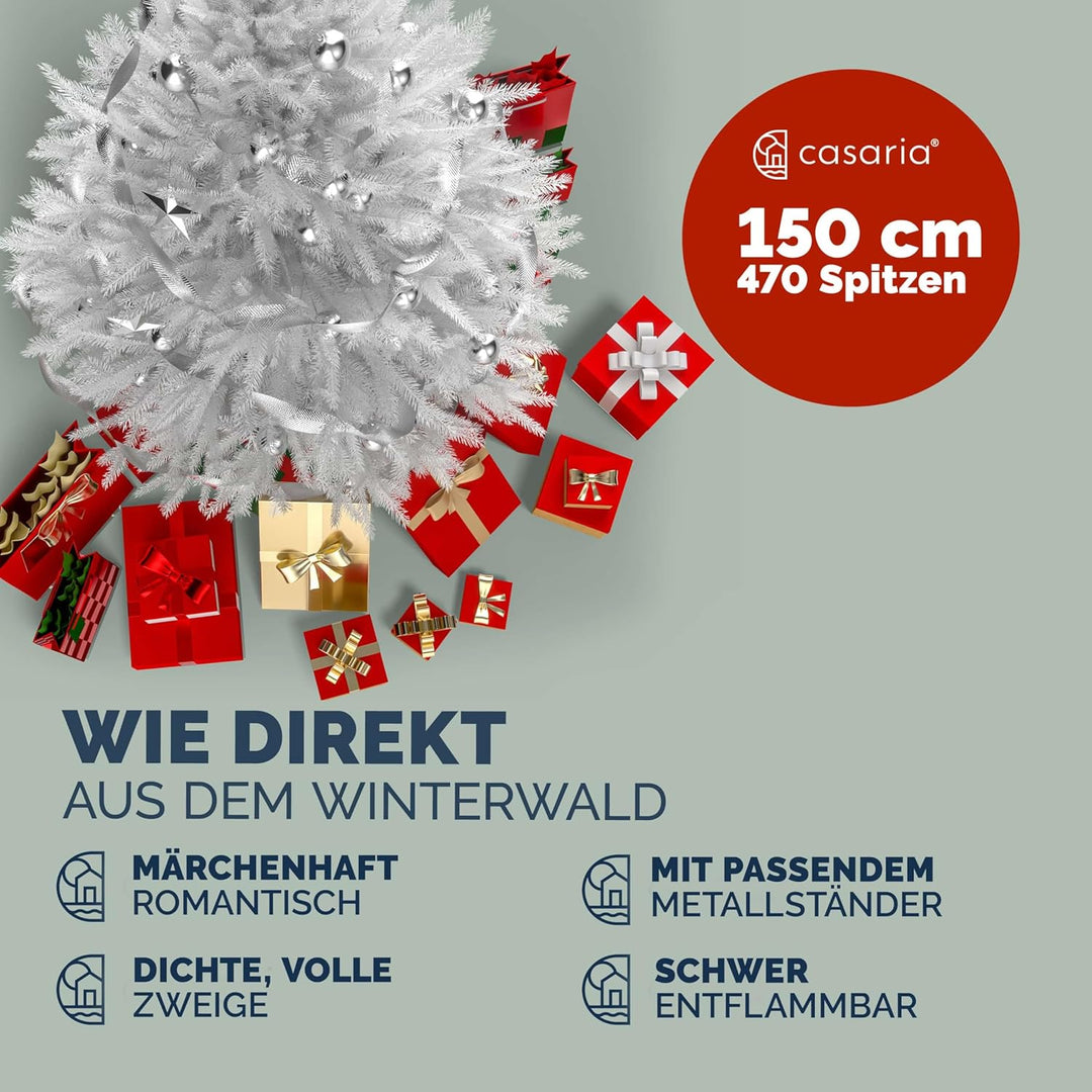CASARIA® Weihnachtsbaum künstlich 150cm dichte Spitzen schneller Aufbau Metallständer naturgetreu sc