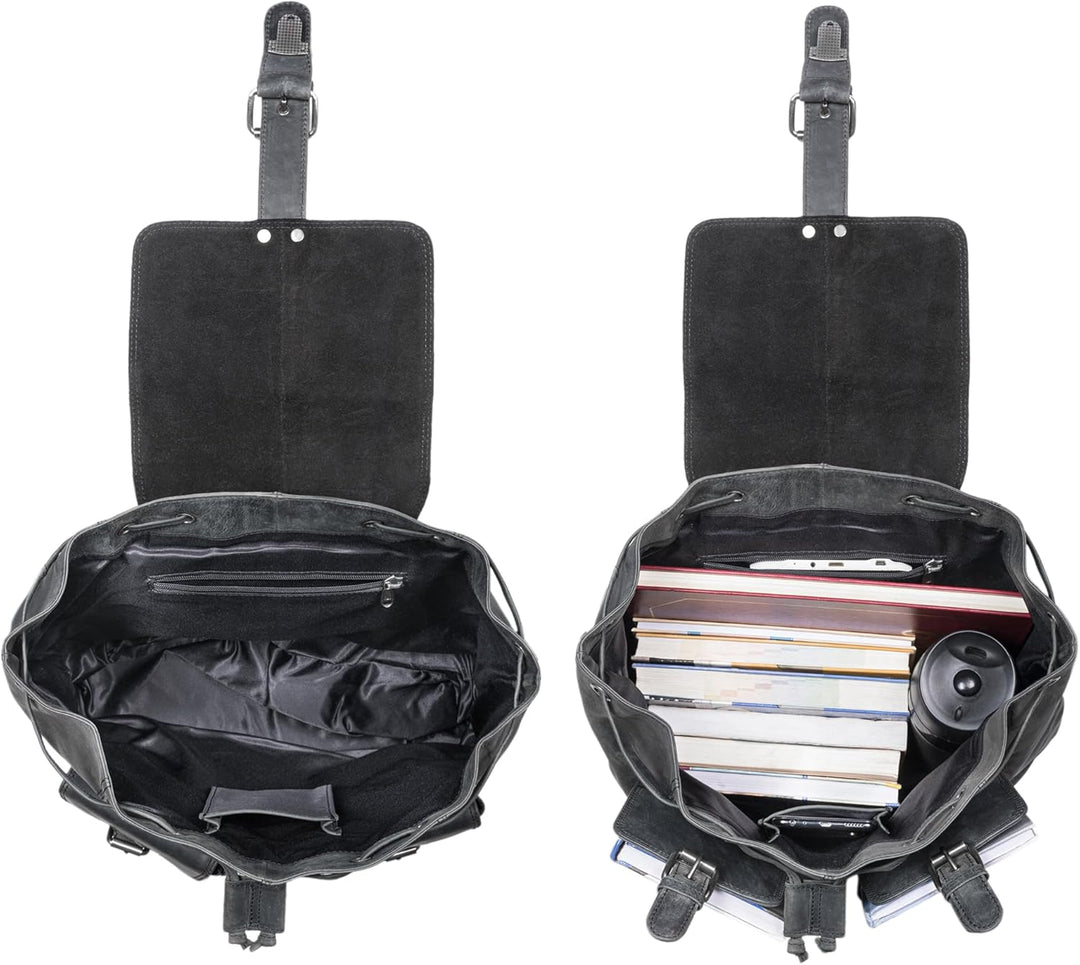 STILORD 'Larissa' Grosser Echt Leder Rucksack im Vintage Look - Stilsicher Unterwegs Sein, Carbon -