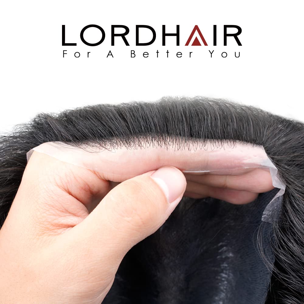 Lordhair Perücke Männer,Realität Toupet,0,06 mm Alle V-Looped Dünnes,Haarfreestyle,Natürlich eng anl