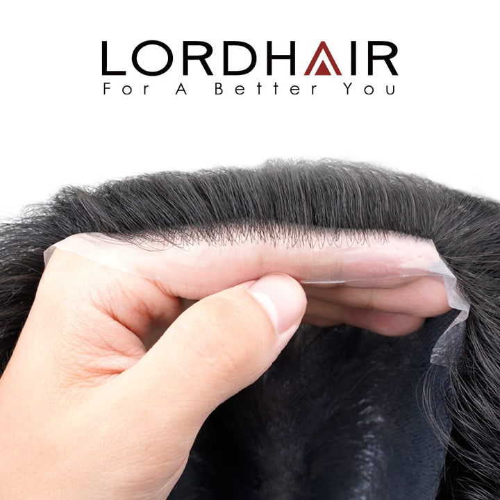 Lordhair Perücke Männer,Realität Toupet,0,06 mm Alle V-Looped Dünnes,Haarfreestyle,Natürlich eng anl