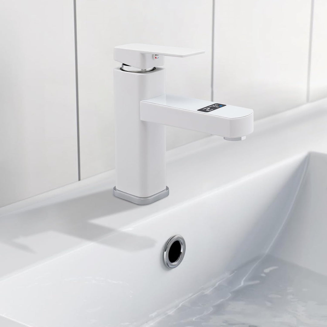 Waschbecken Armaturen, Waschbeckenarmatur G1/2 mit 2 Schläuche, Mischbatterie Waschbecken mit Digita