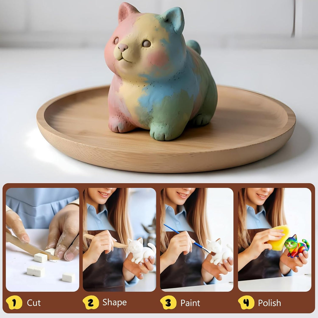 Töpferset, Lufttrocknendes Ton-Set für Erwachsene & Anfänger, Komplettes DIY Töpfern-Set mit Lufttro