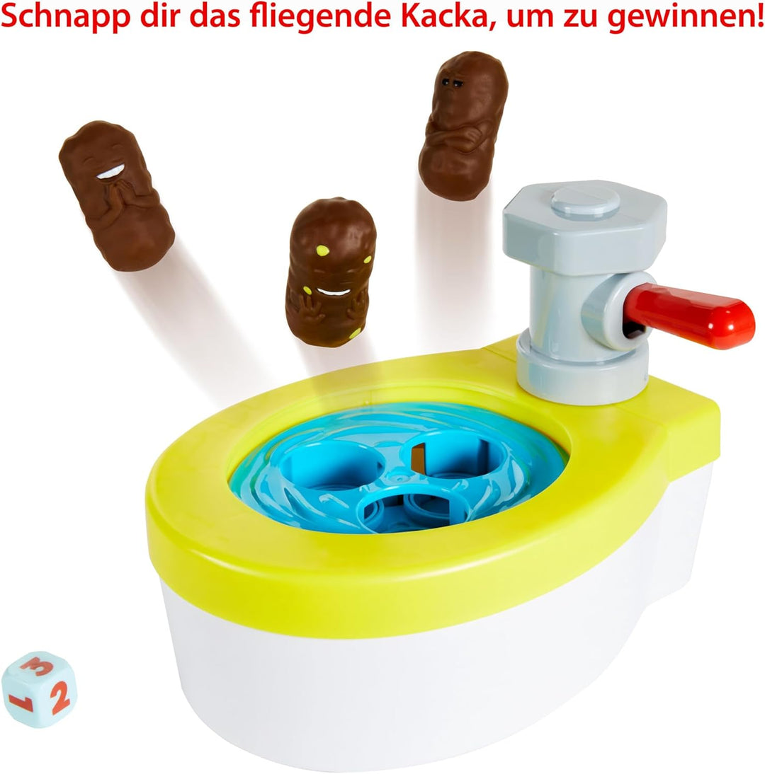 Mattel Games Kacka Alarm Spiel, Voll Verstopft, Geschicklichkeitsspiel mit Toilette und Mister Kacka