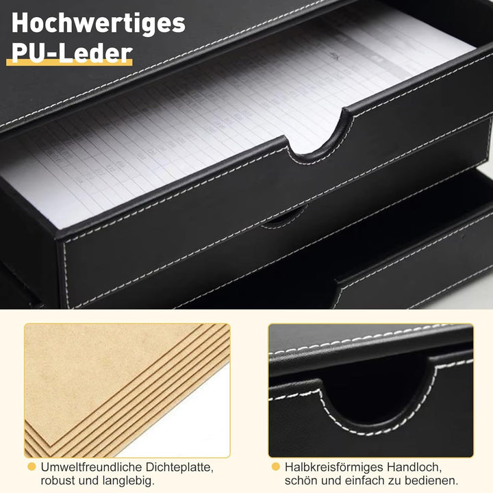 Desktop Leder Schreibtisch Schubladenbox mit 3 Schubladen a4,PU-Leder Schreibtisch organizer Box bür