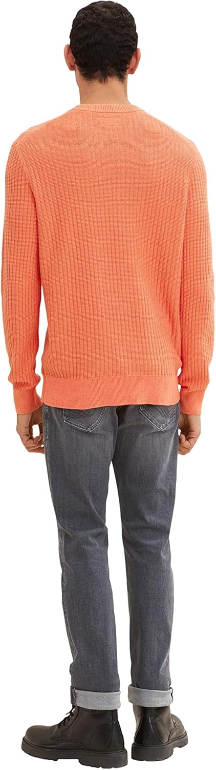 TOM TAILOR Herren Strickpullover S 11834 - Soft Peach Orange, S 11834 - Soft Peach Orange