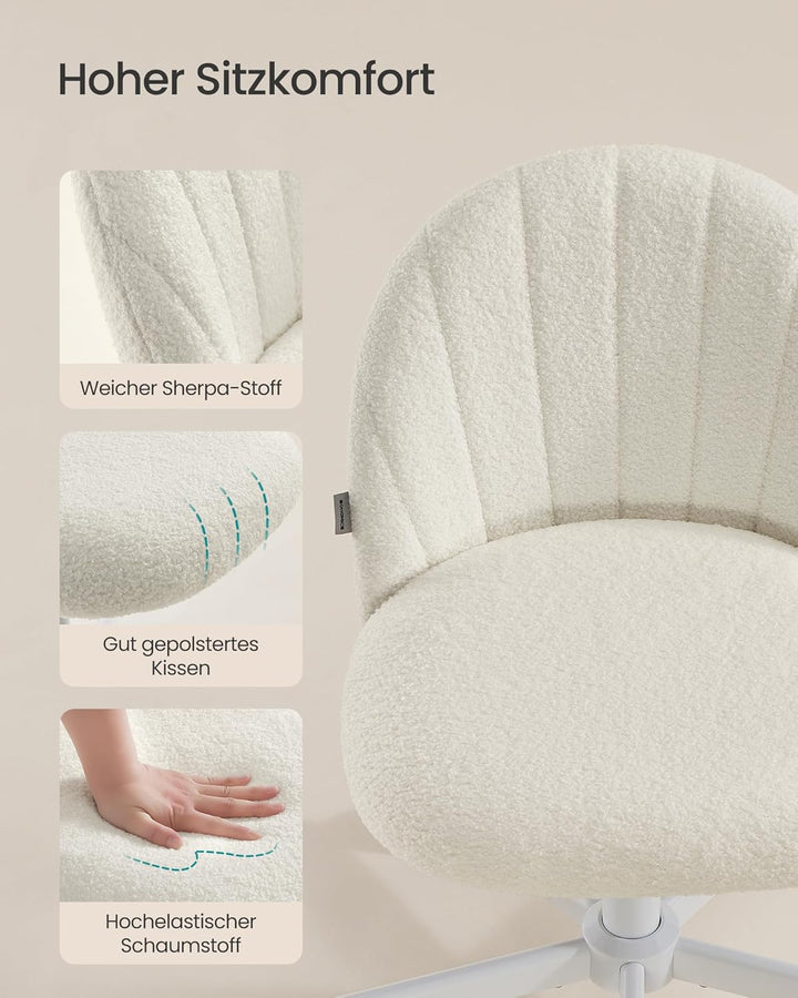 SONGMICS Homeoffice-Stuhl, Schminkstuhl aus Fleece, Schreibtischstuhl, Schaumstoffpolsterung, höhenv