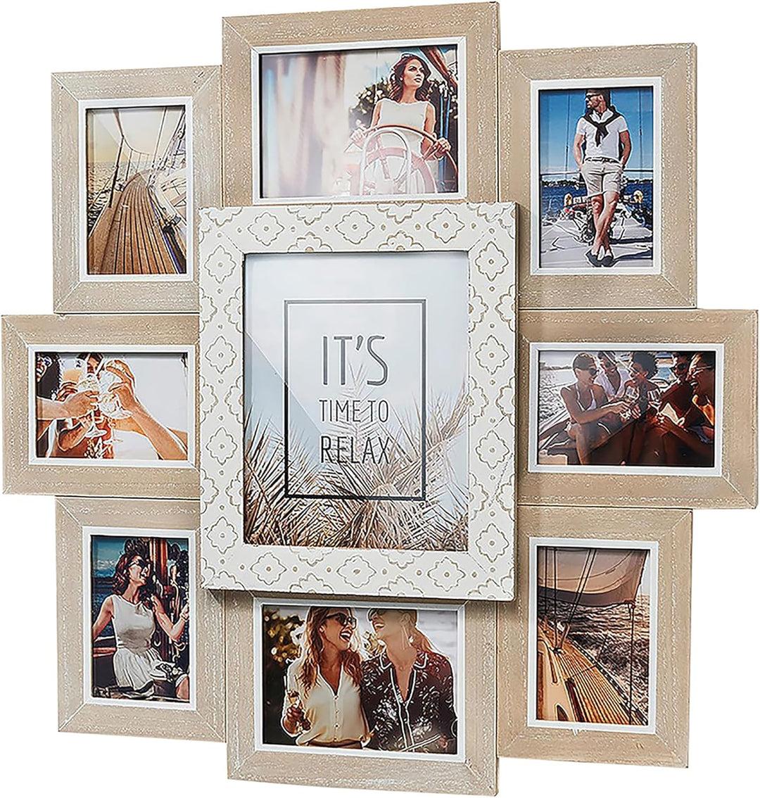 Kobolo Bilderrahmen Bilderhalter Collage LIA für 9 Bilder aus Holz in beige