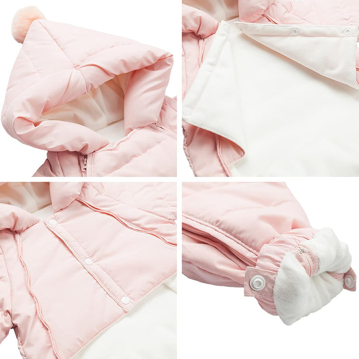 Baby Winter Overall Mit Kapuze Schneeanzüge Strampler Jungen Mädchen Spielanzug für 3-24 Monate 3-6