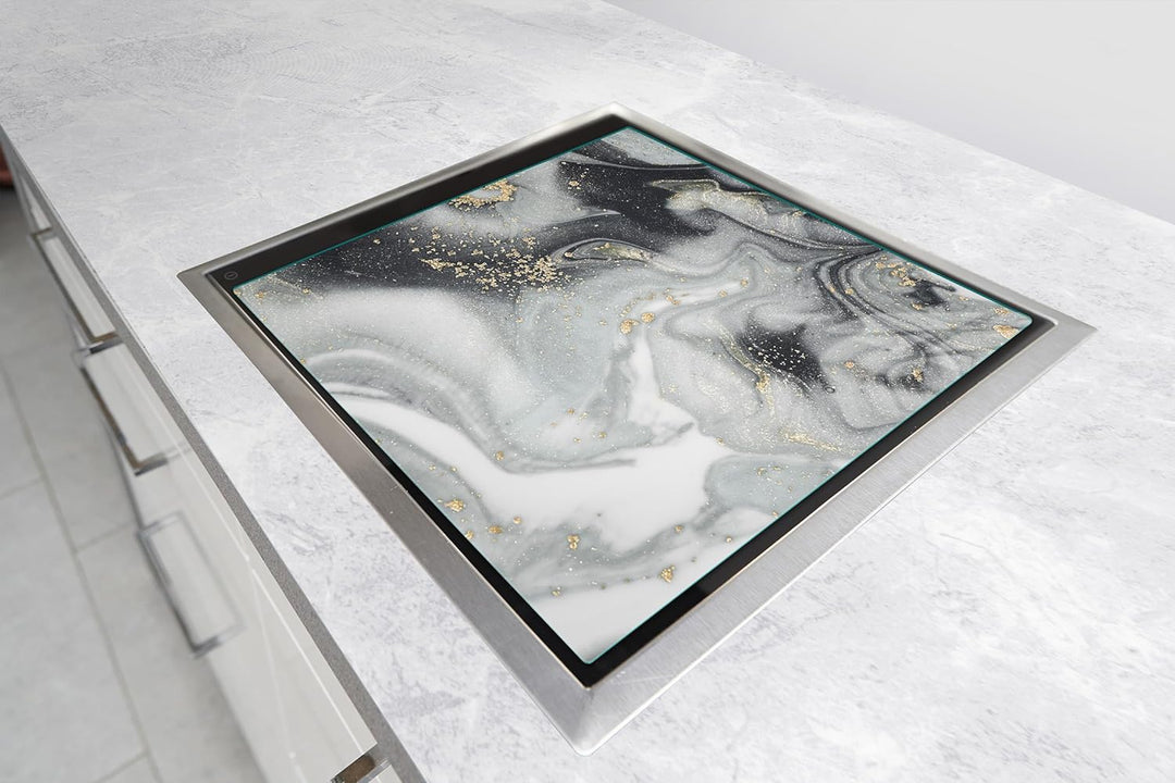 TMK ArtDeko Herdabdeckplatte 50x52 Einteilig Glas Induktion Herdschutz Spritzschutz Glasplatte Deko