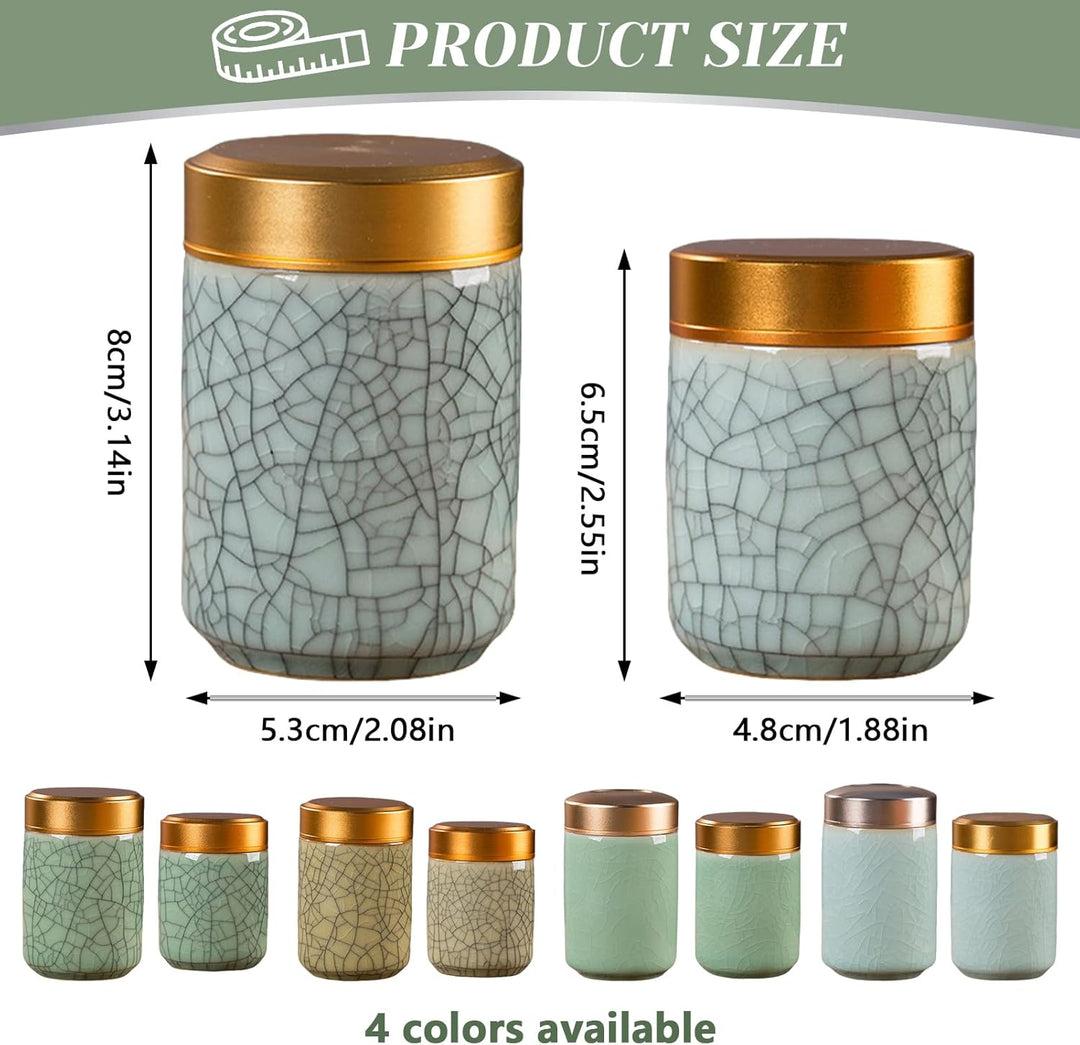 Pasdrucn 2 Stück Kleiner Keramischer Matcha-Behälter, Matcha Set, Keramik Teedose, Tragbarer Aufbewa